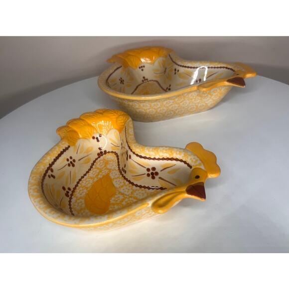 VTG Set of TWO TEMP-TATIONS by TARA Old World Yellow Chicken Serving Dishes - Picture 8 of 11